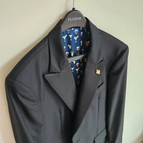 42R Tuxedo Jacket Black Jos A Bank Peak Lapel Reserve Italian Wool New 1 Button